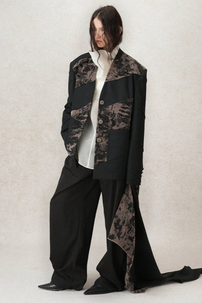 Loose Fit Structured Velvet Jacket