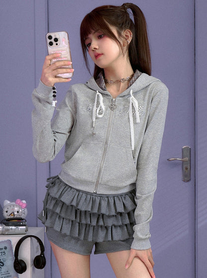 Diamond Hooded Sweatshirt Jacket