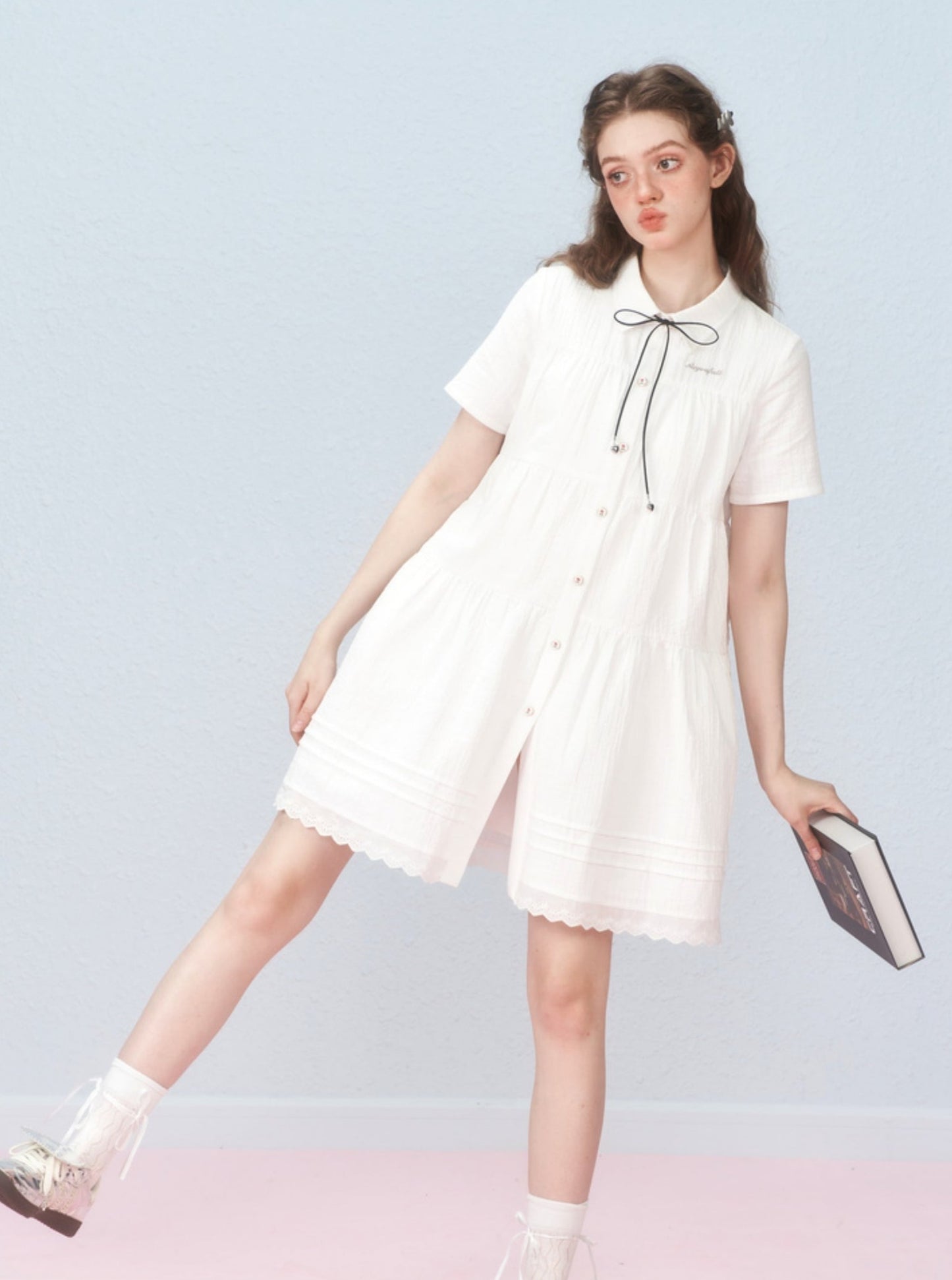 French retro niche design sense white dress