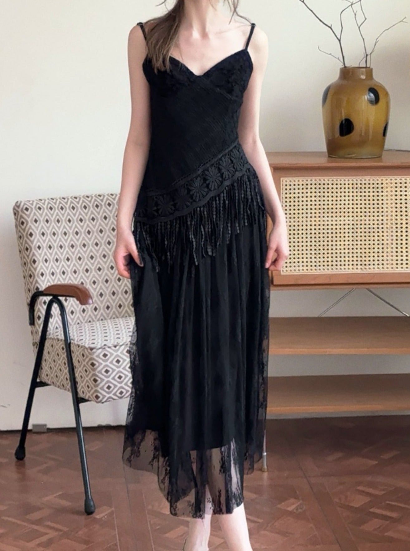Black Swan Mesh Suspender Dress