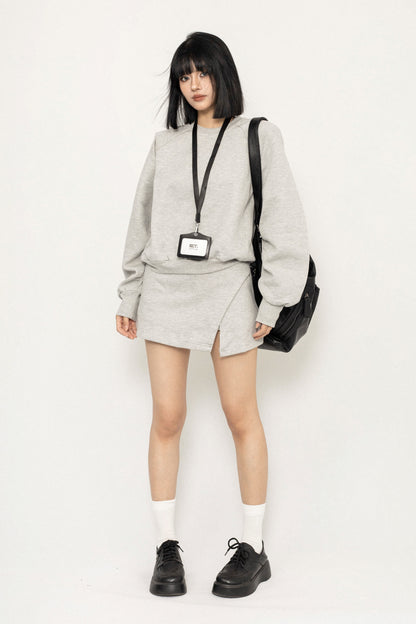 Padded Shoulder American-Style Short Sweatshirt