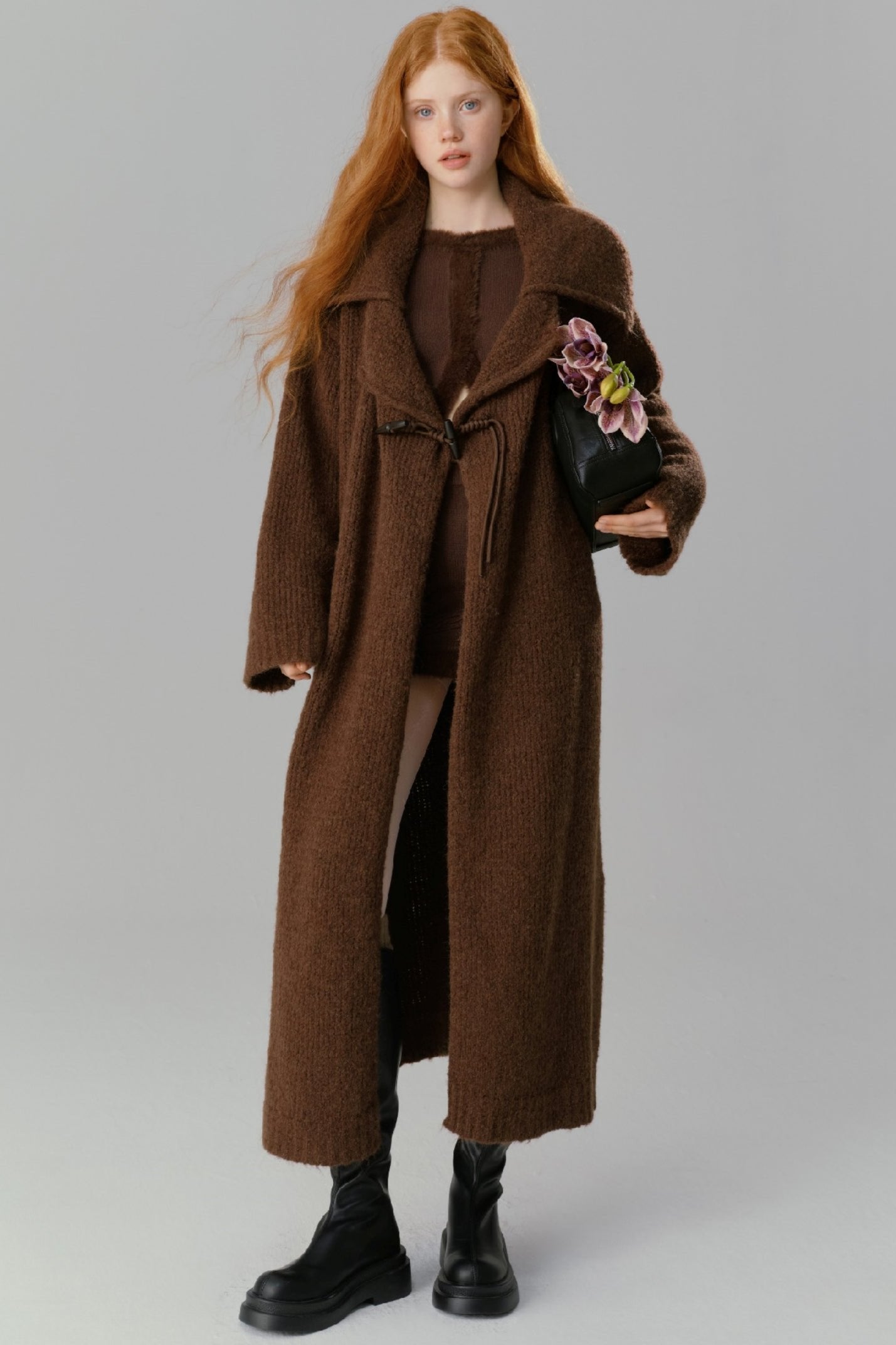 Wool Lapel Long Cardigan Jacket