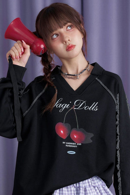 Cherry Print Long Sleeve Sweatshirt