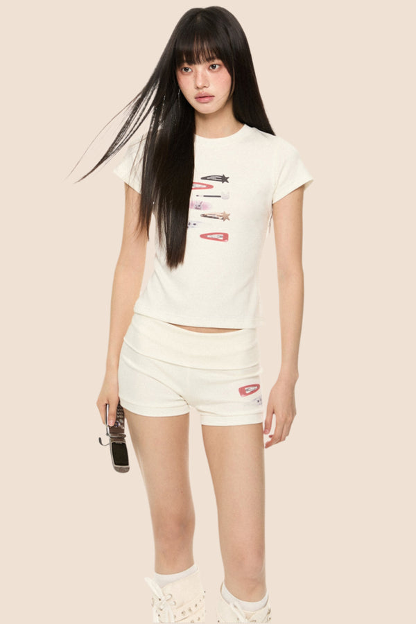 Beige Graphic Tee Set-Up