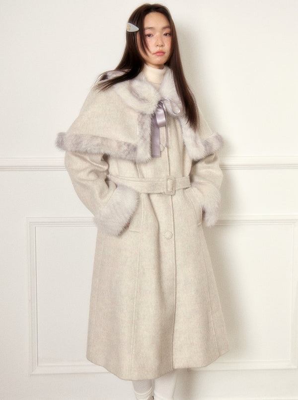 Detachable Cloak Long Tweed Coat