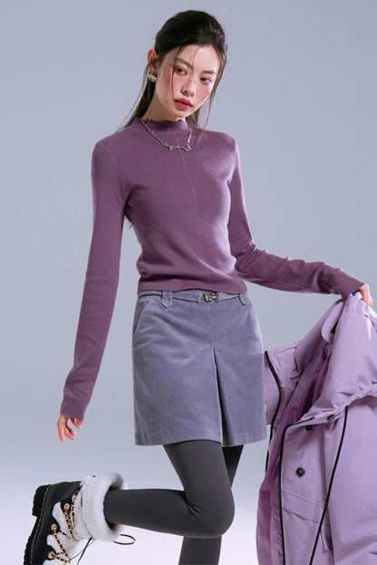 Twisted Wave Collar Wool Base Layer Top