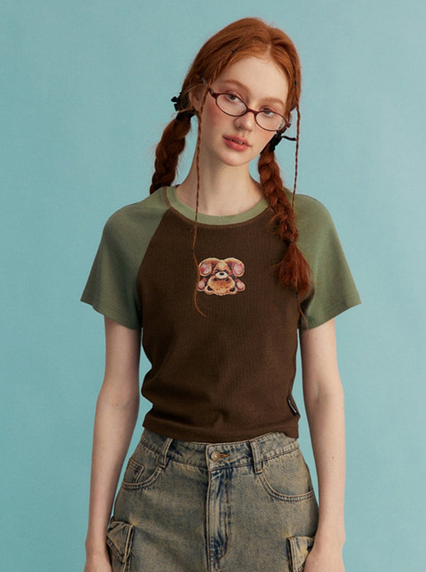 Contrast Raglan Slim T-Shirt