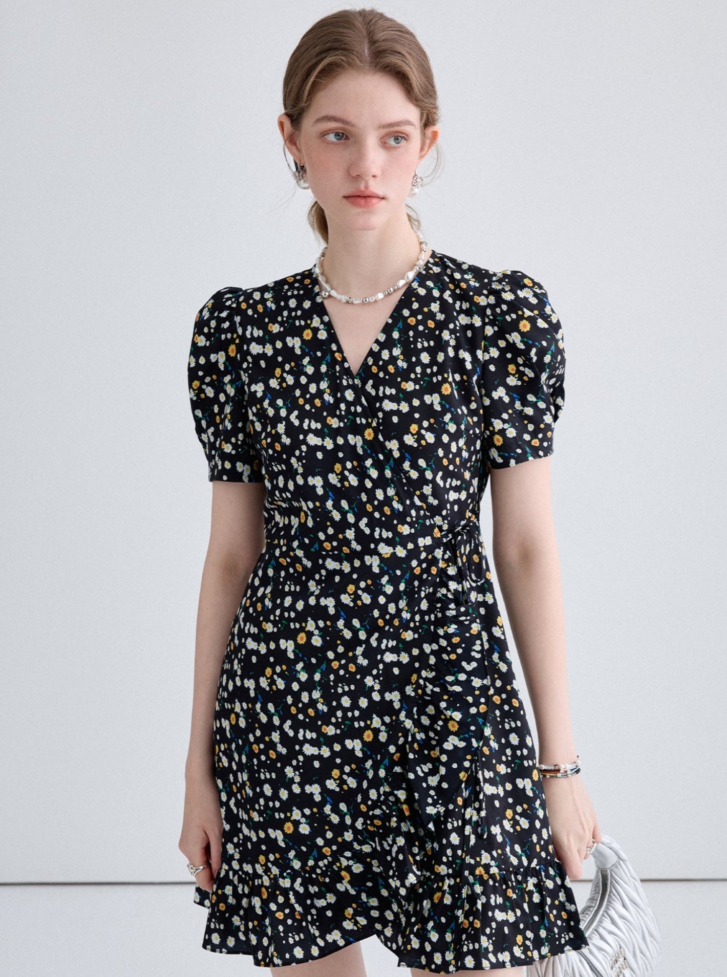 Lazy Style Black Slim Floral Dress