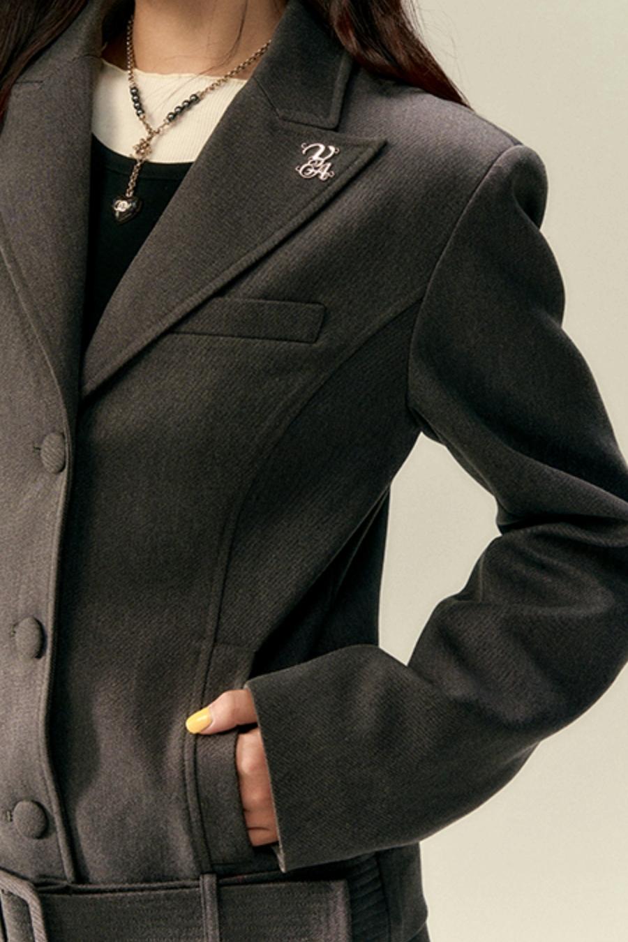 Wide Belt Cinched Denim Casual Jacket Set-Up