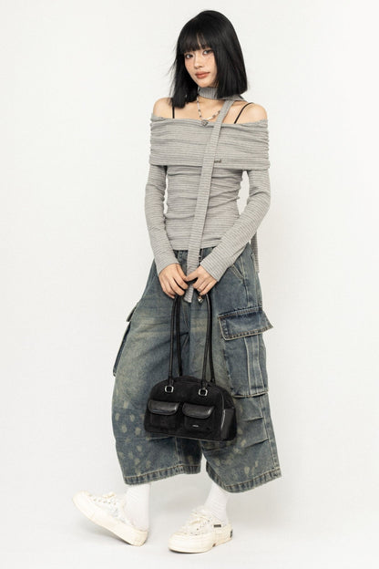 Loose Cropped American Denim Pants