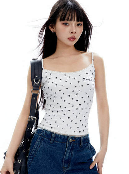 Dainty Dot Lace-Up Camisole Top