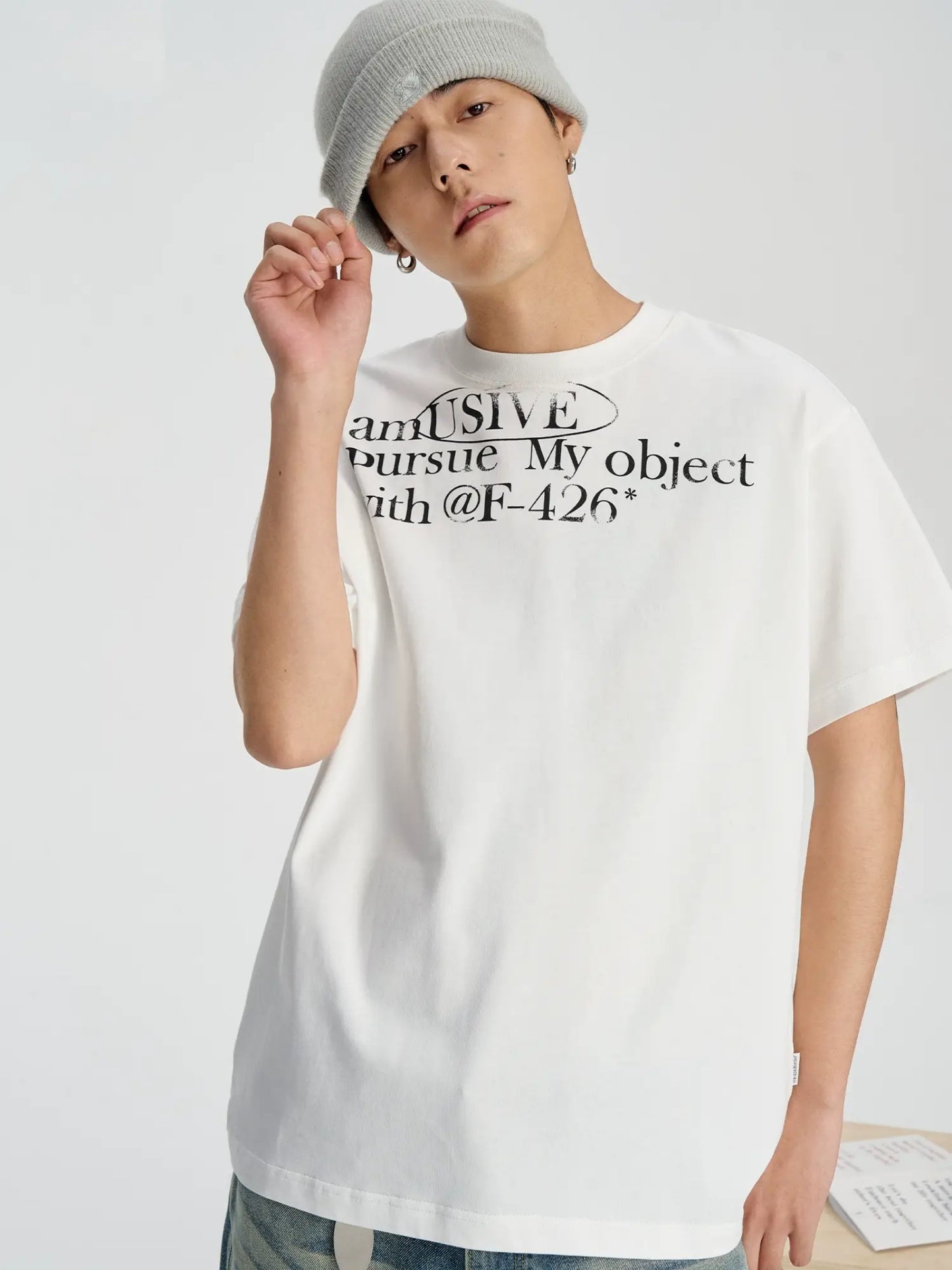 Hip-Hop Neckline Letter T-Shirt