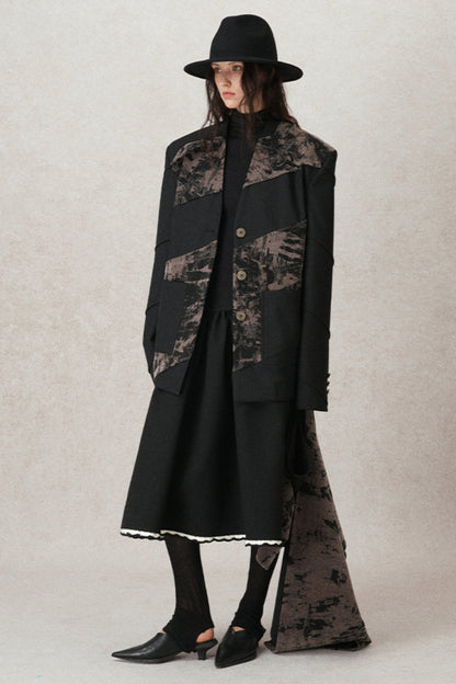 Kontrastierende Häkel-A-Linien-Puff-Rock 