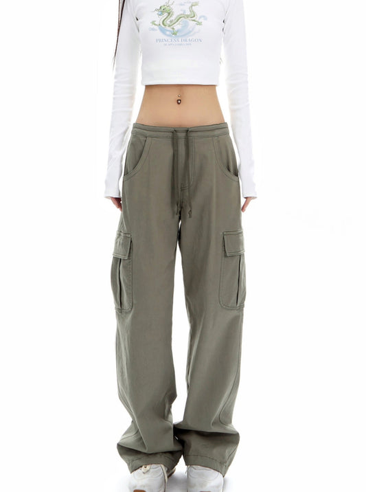 Low Waisted Casual Straight Leg Pants