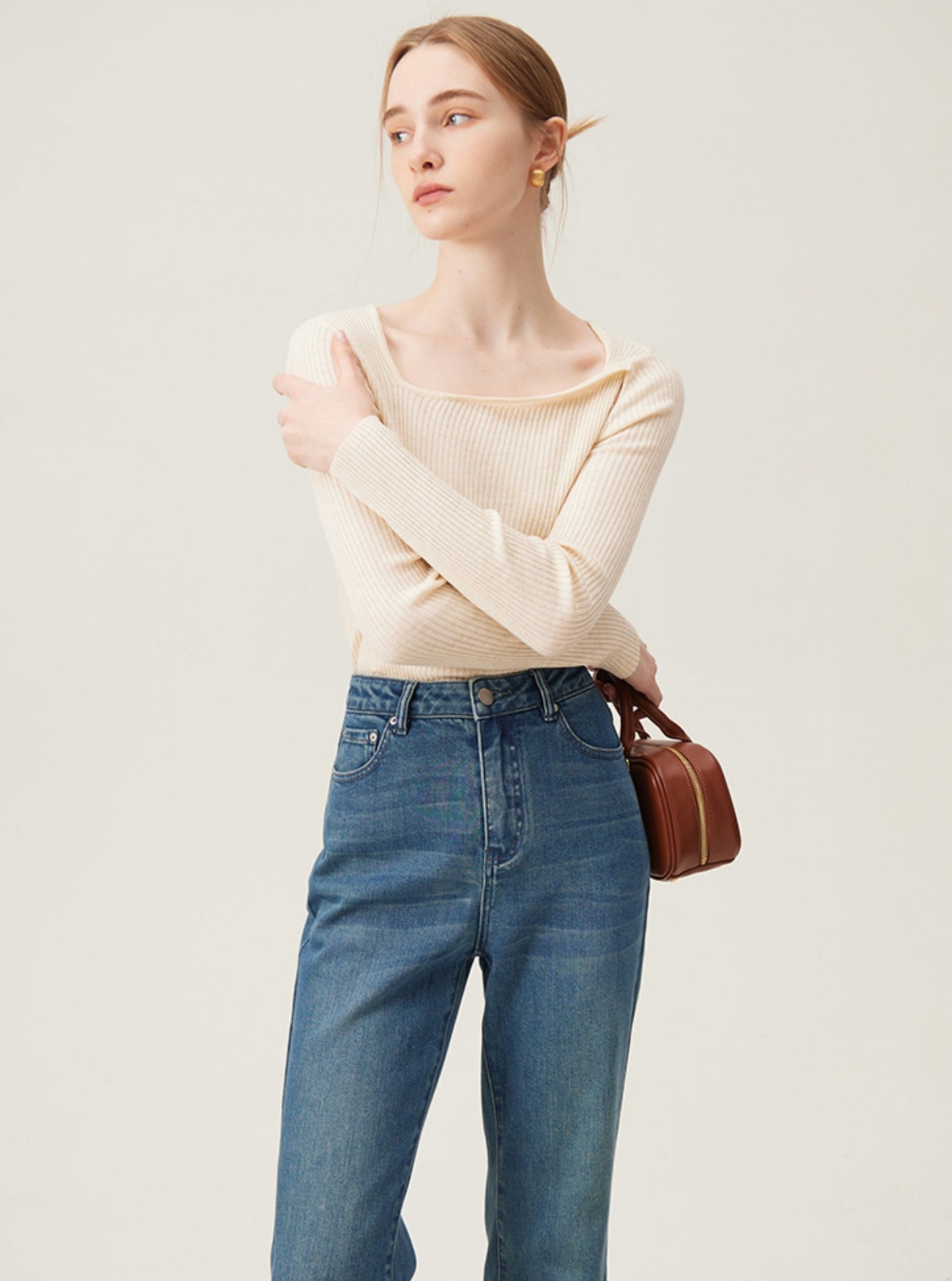 Commuting Square Neck Knit Top