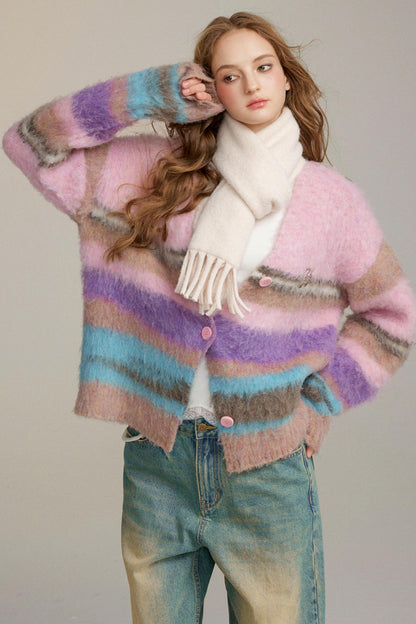 Brushed Color Stripe Cardigan