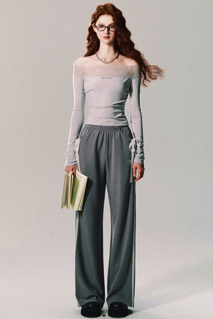 Dewy Garden Mist Grey Wide-Leg Pants