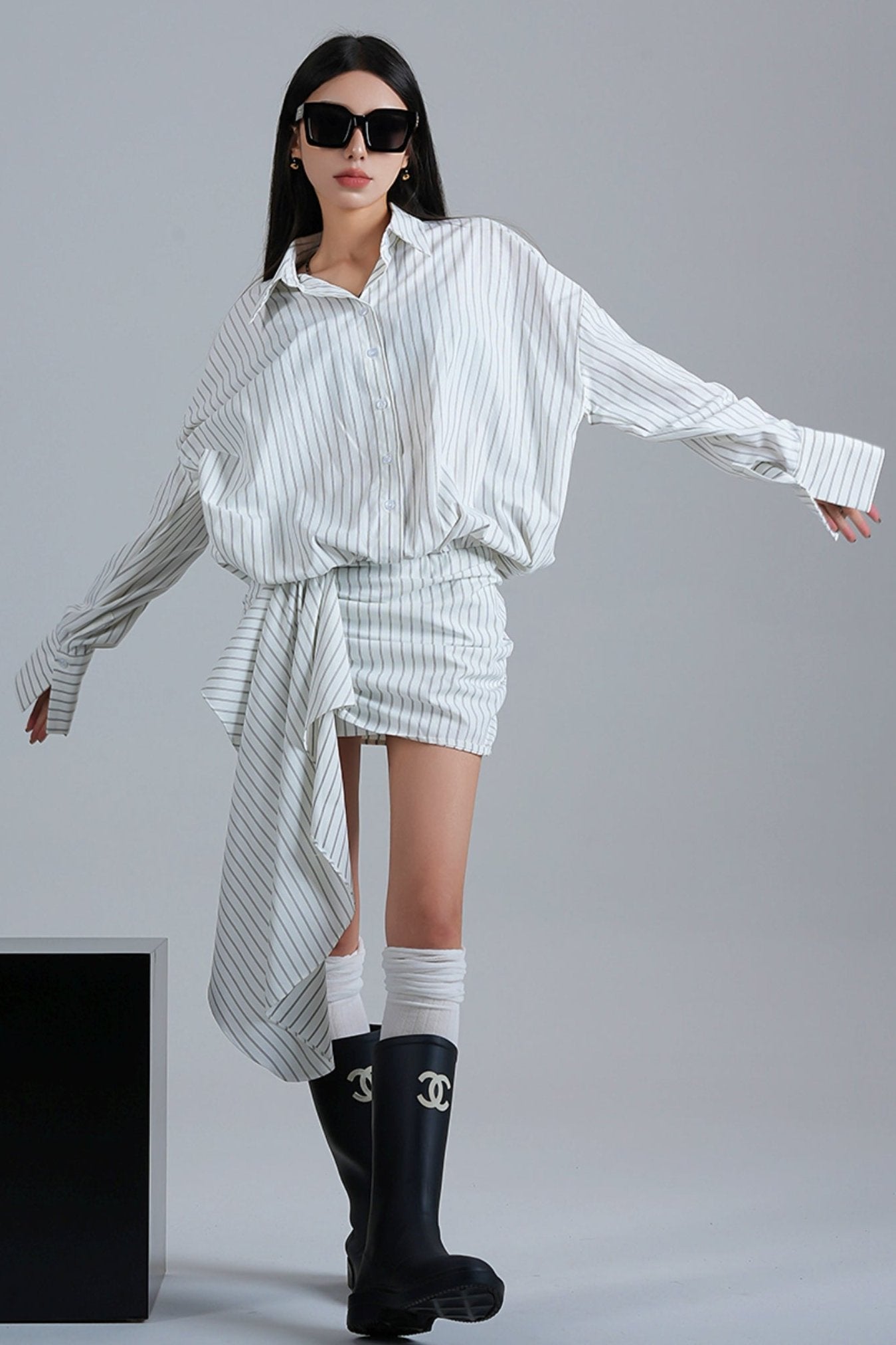 Niche Design Long-Sleeed Shirt Dress