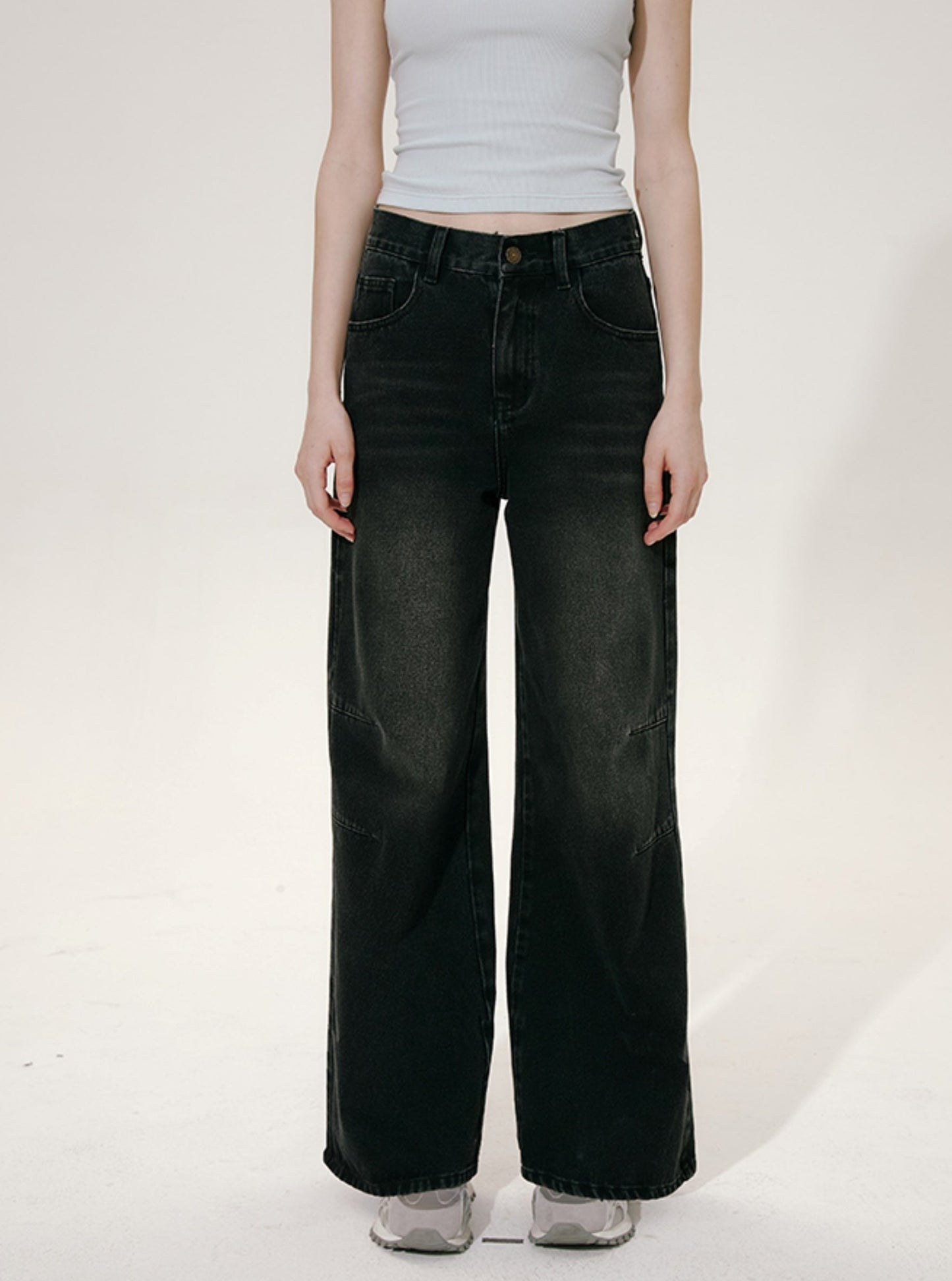 Nap Loose Draping Straight Leg Jeans