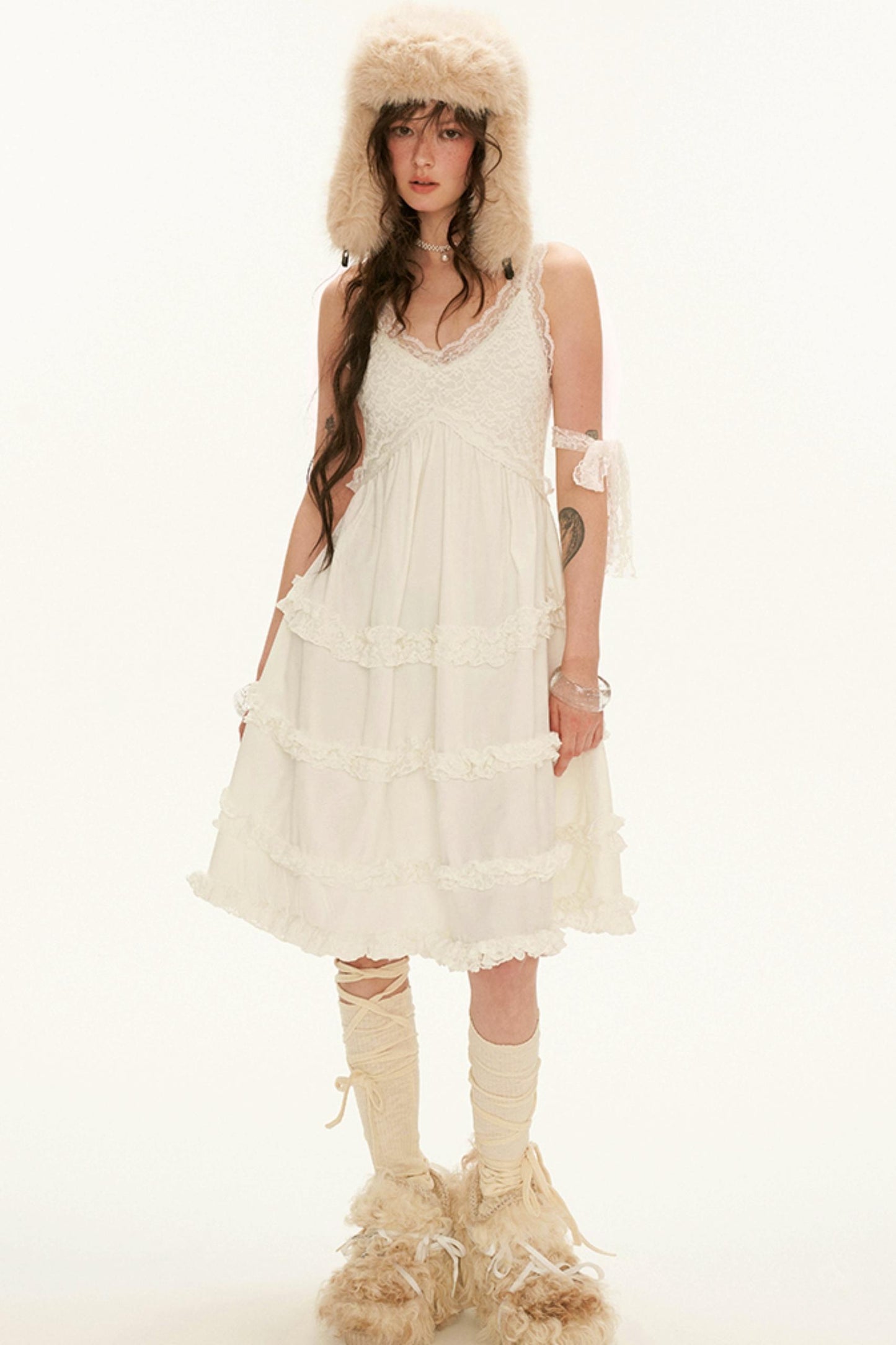 Feminine Lace Mid-Length Dress