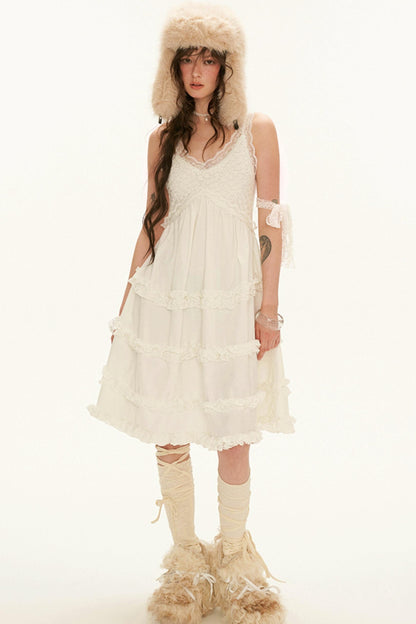 Feminine Lace Mid-Length Dress