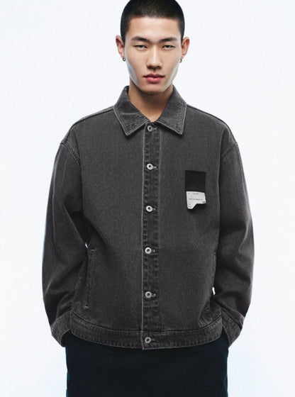 Street super loose patch denim jacket