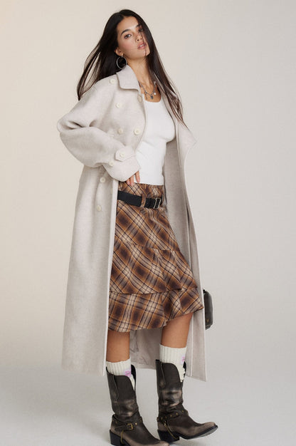 Plaid Irregular A-Line Skirt