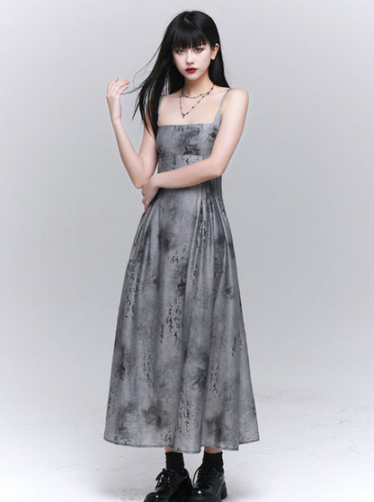 Ghost Girl 2024 Sommerkleid New Chinese Women's Gray Slip Dress Women's High-End Cool Wear