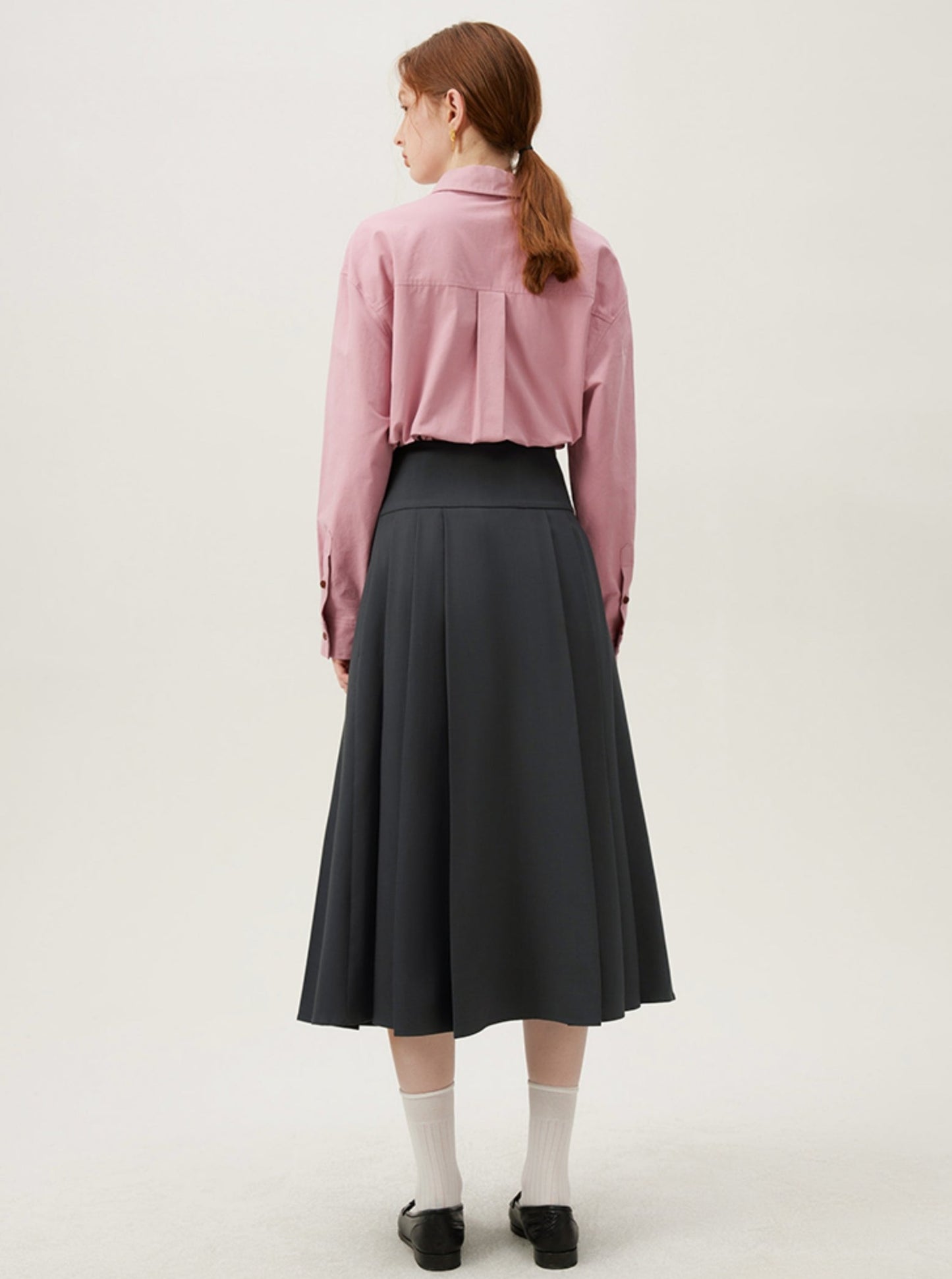 Gray Temperament Mid-Length Skirt