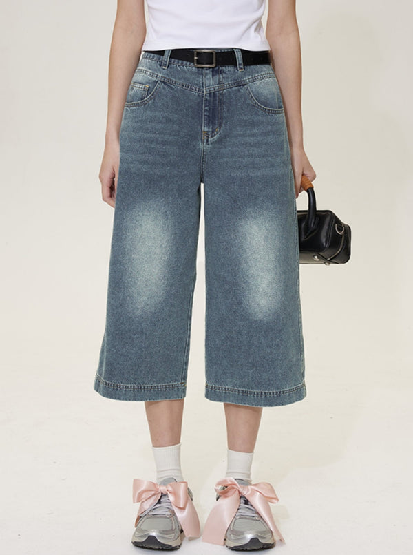 Retro Denim Cropped Pants