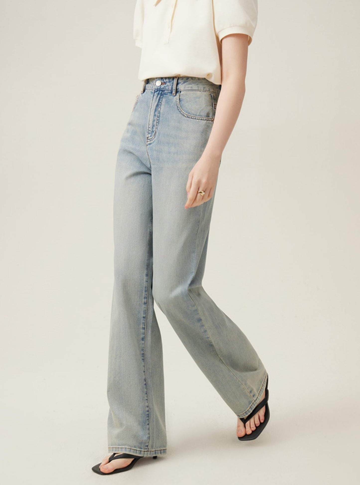 High-Waist-Jeans mit Vintage-Waschung