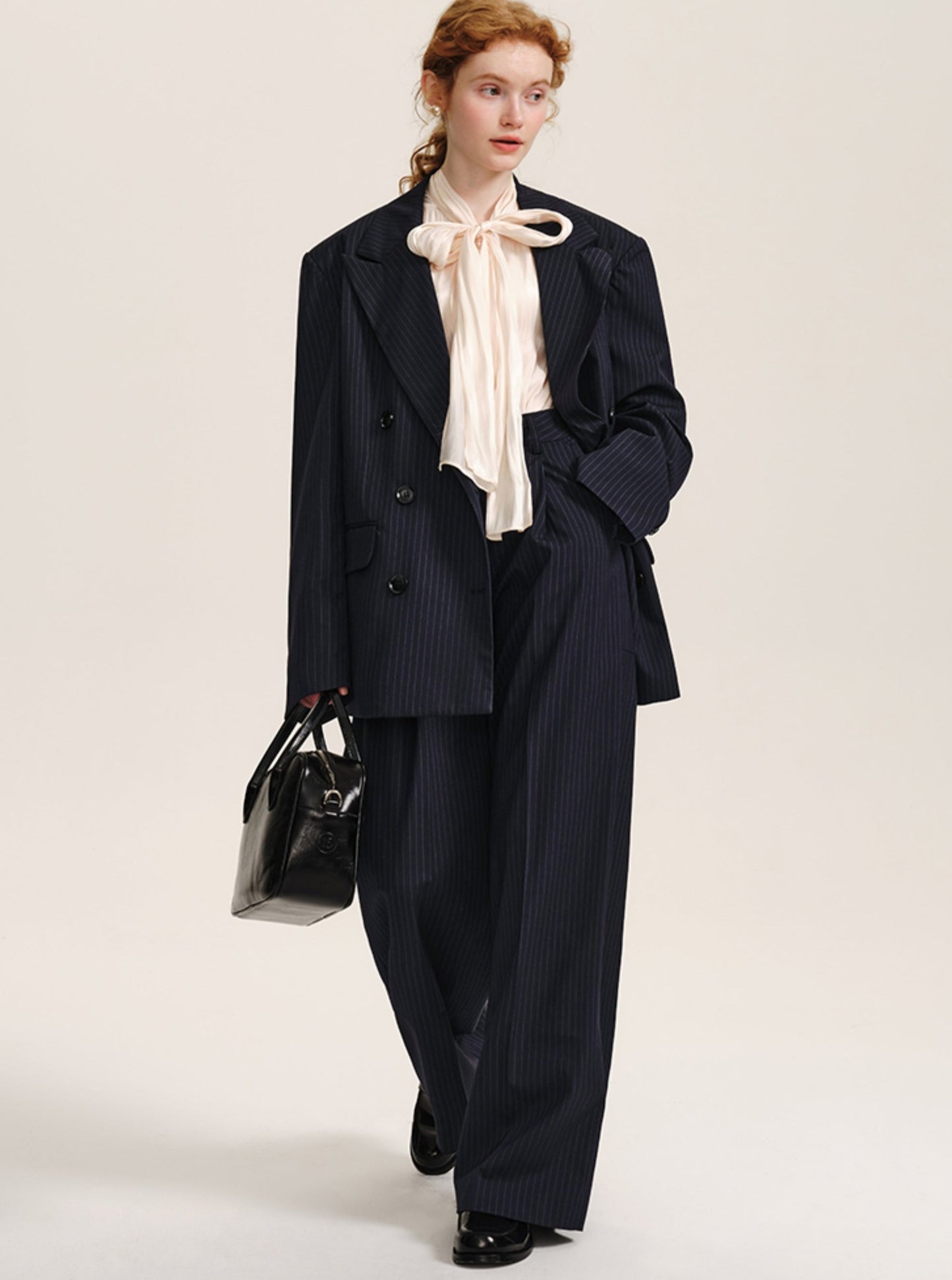 7.26 New 85% off premium drape stripe suit suit wide shoulder blazer high-waisted mop trousers