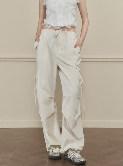 Bow Stitched Double Waist Pants