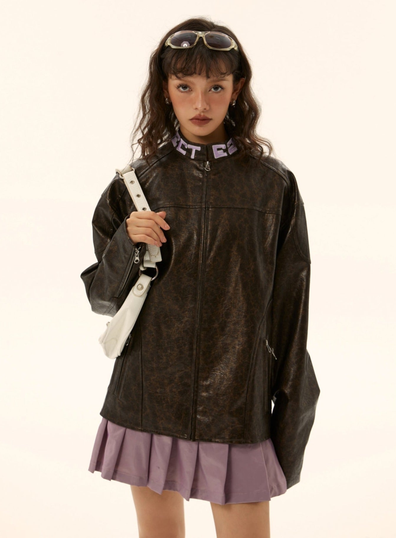 American Retro Loose Leather Brown Jacket