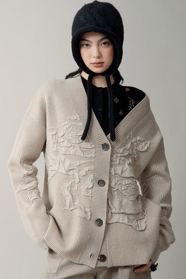 게으른 핏 자카드 스웨터 가디건 