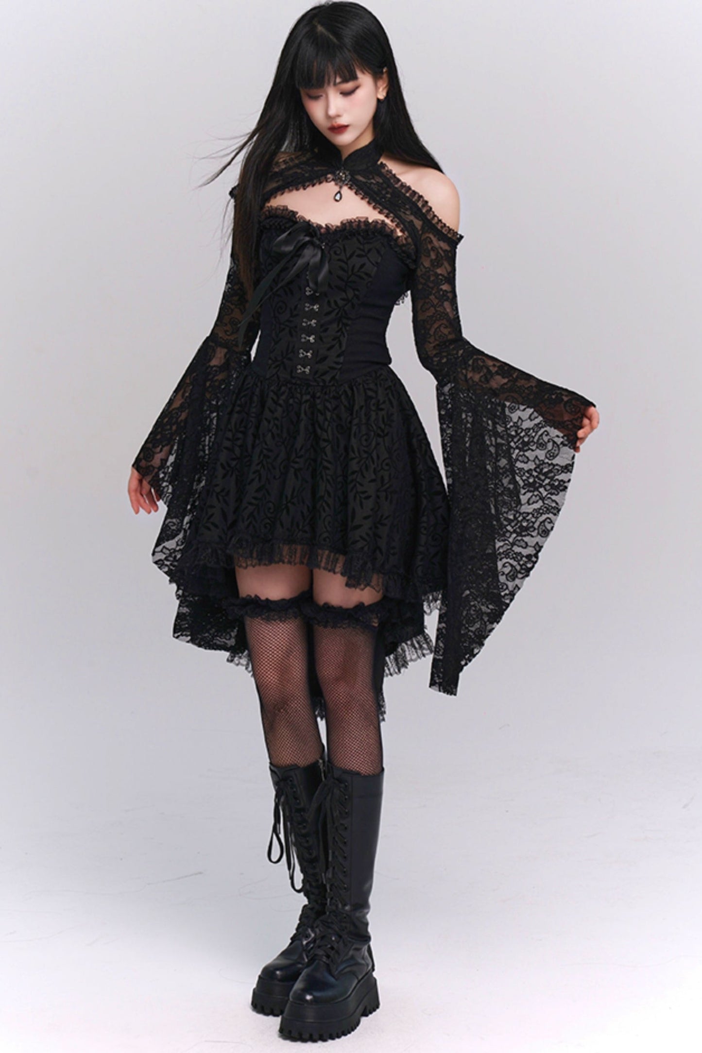 Halloween Party Black Bandeau Dress Set-UP