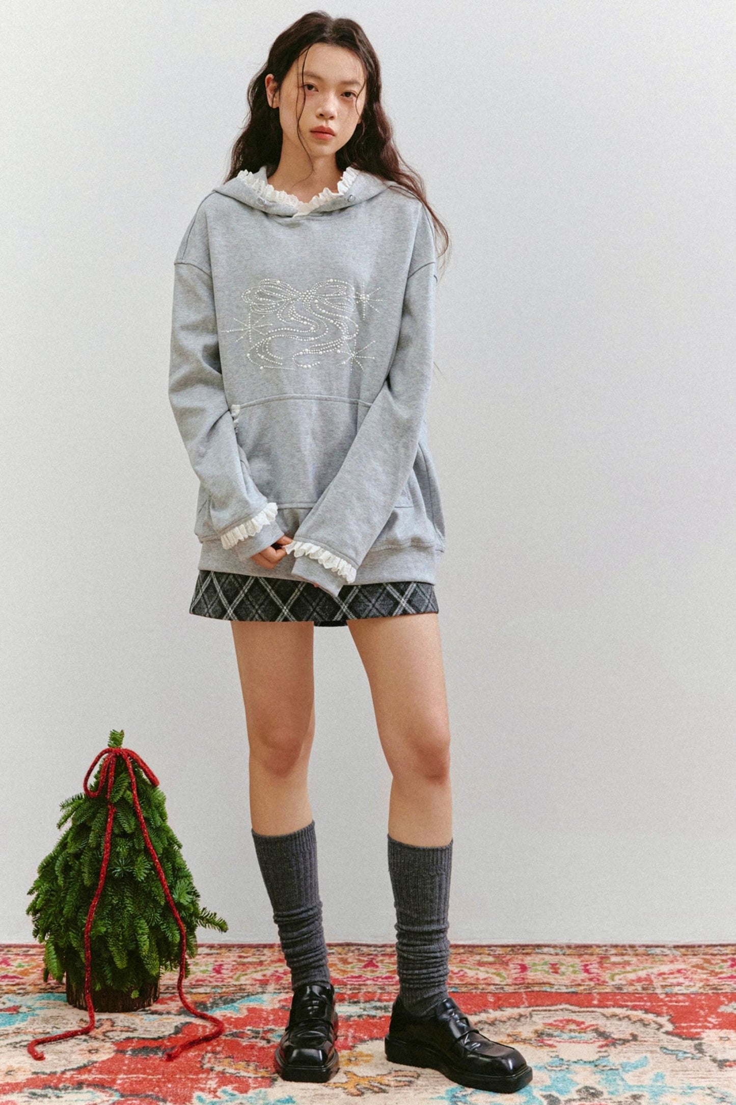 Bow Design Grey Sweatshirt