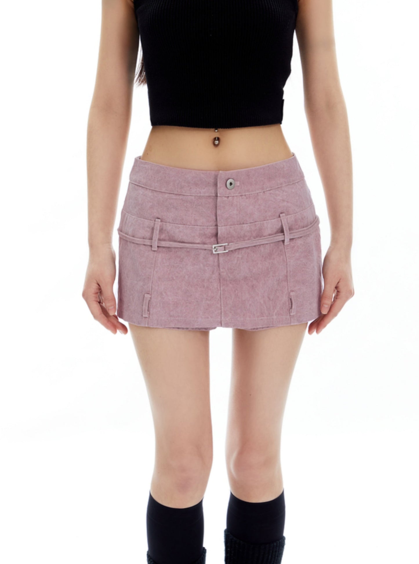 Retro Hottie Fried Wash Skirt