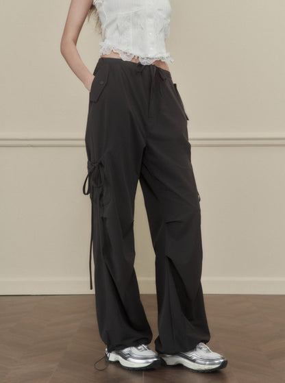 Bow Stitched Double Waist Pants