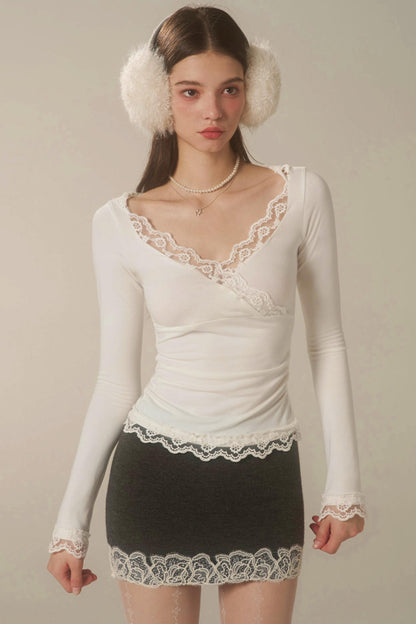 White Lace Hooded Base Top