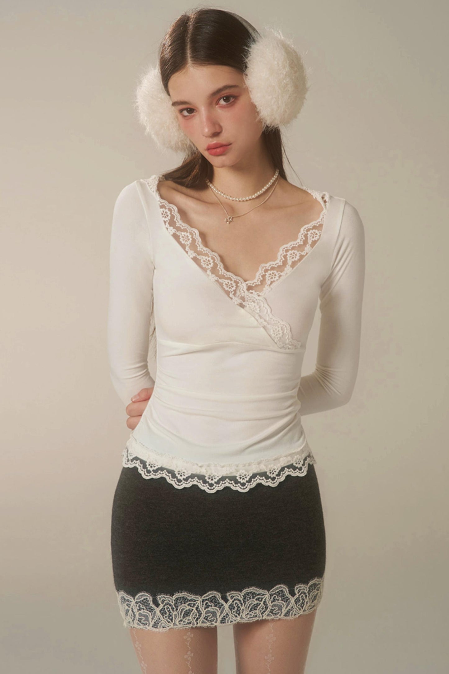 White Lace Hooded Base Top