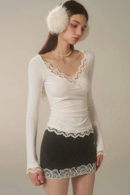 White Lace Hooded Base Top