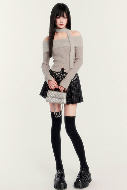 Short Rose Shirt & Pleated Skirt Set-Up