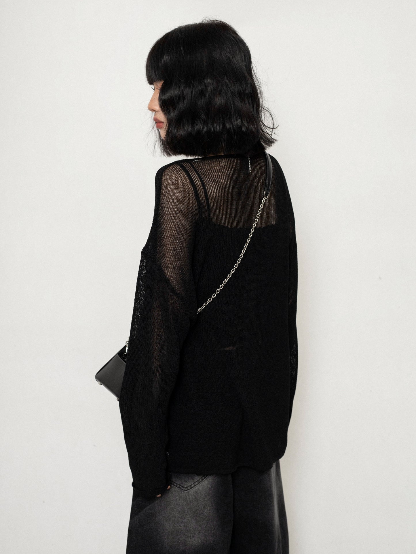 Mesh Cut-Out Knit Top