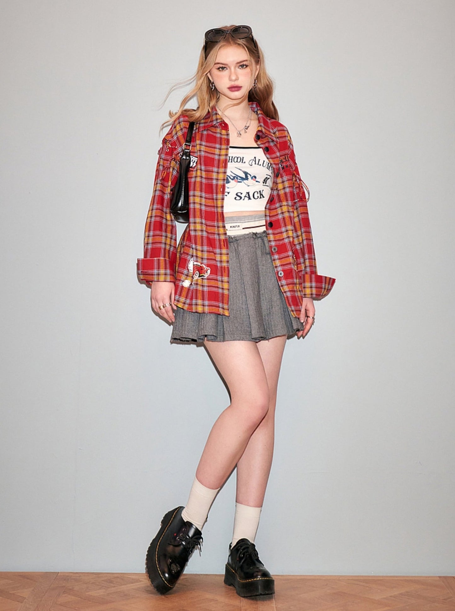 Betty Loose Plaid Long Sleeve Shirt