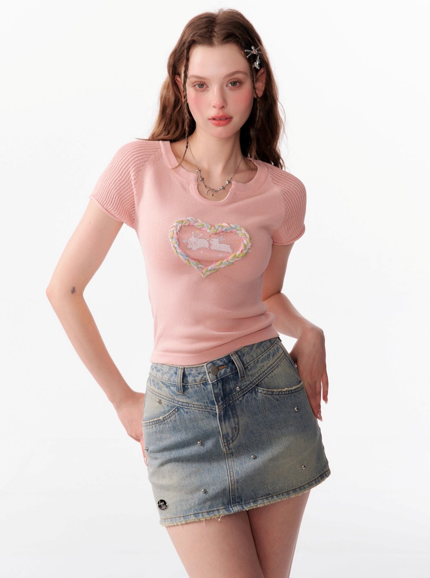 Retro Hollow Love Rabbit T-Shirt