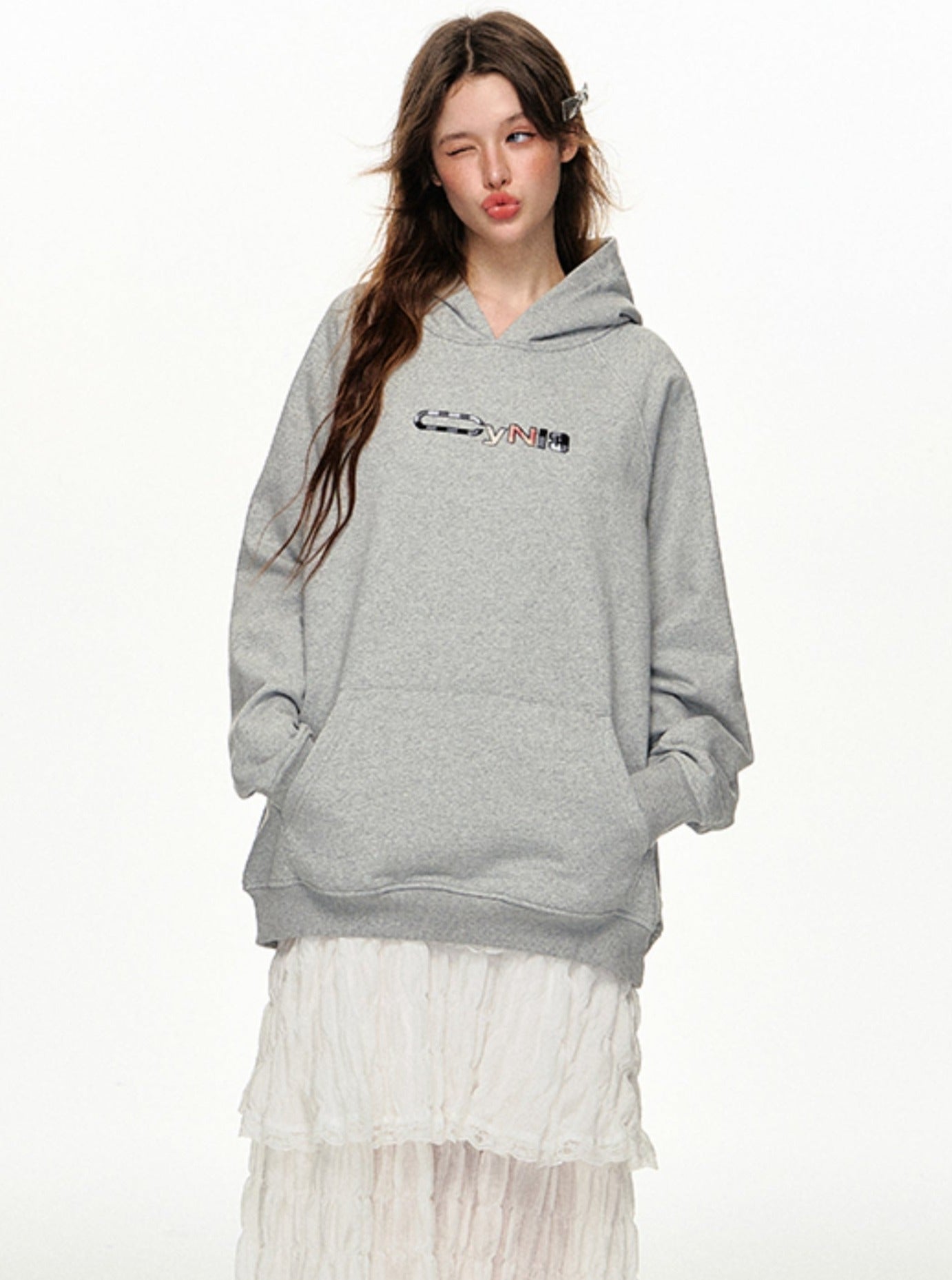 Loose Street Embroidered Hoodie Top