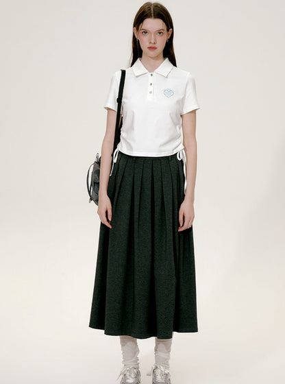 Short Sleeve Polo & Pleated Skirt Set-Up