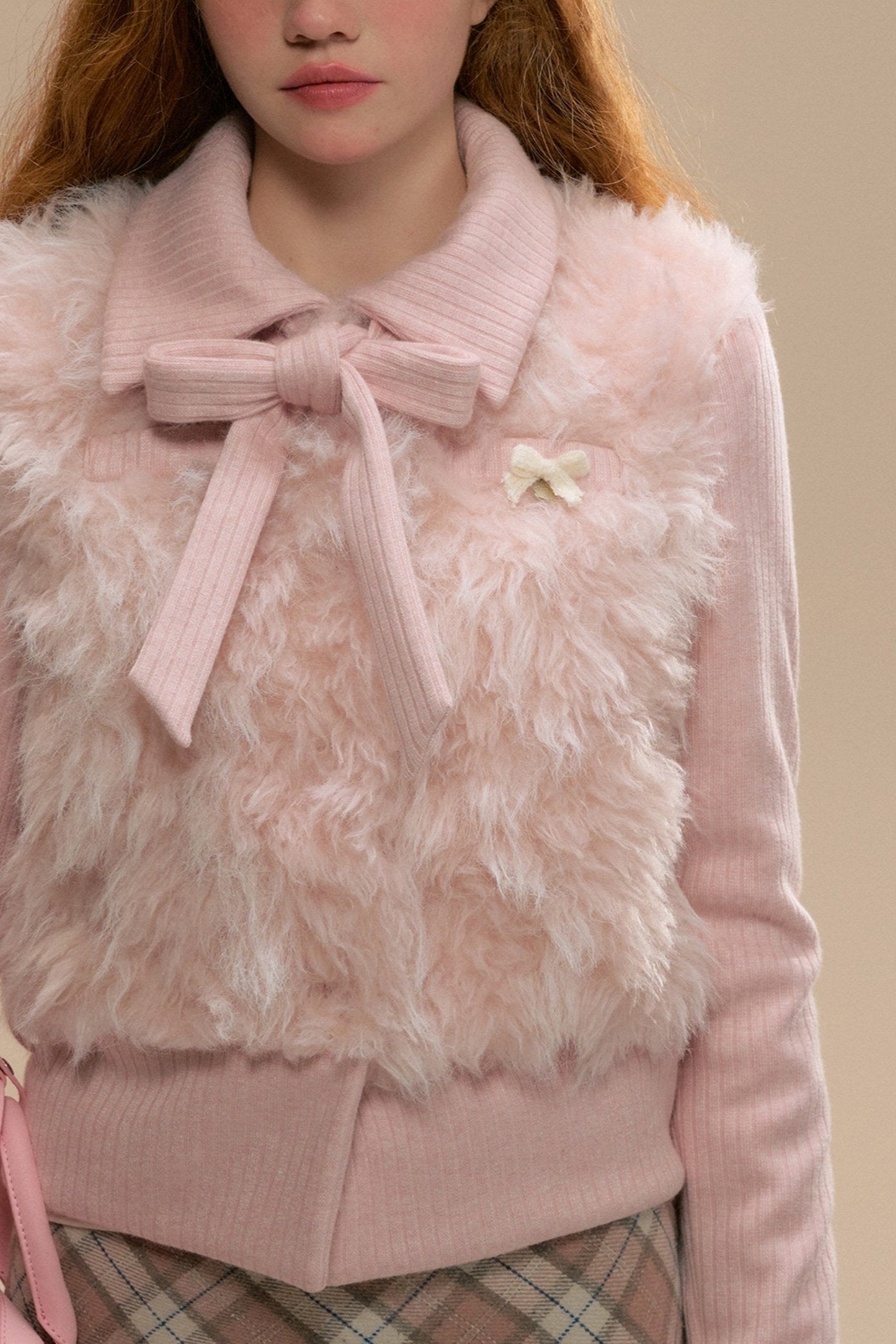 Pink Faux Fur Layered Coat