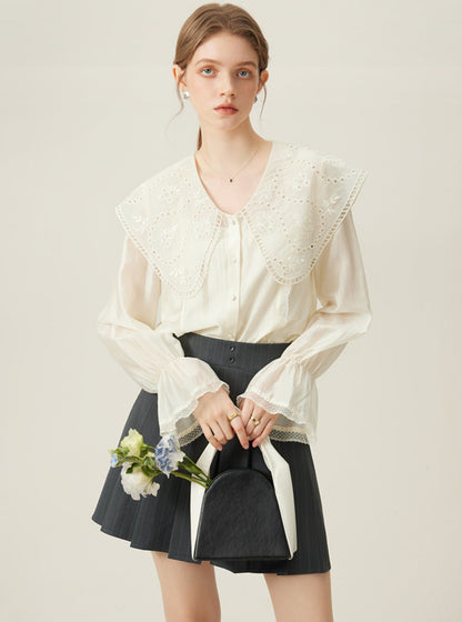 Tencel Doll Collar Court Shirt